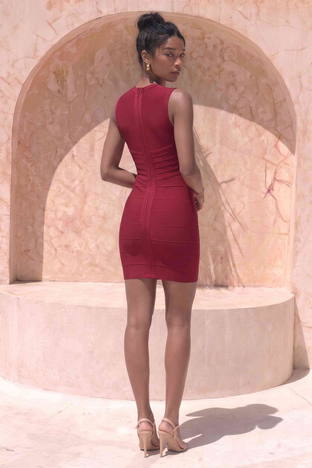 Sleeveless Red Bandage Dress - Sandra