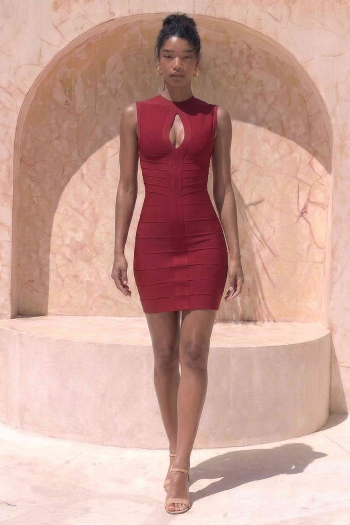 Sleeveless Red Bandage Dress - Sandra