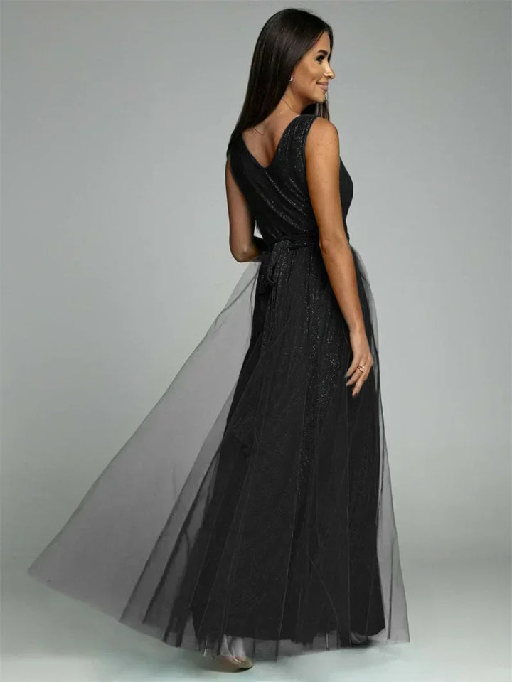 Sleeveless V-Neck Evening Dress - Lindsey