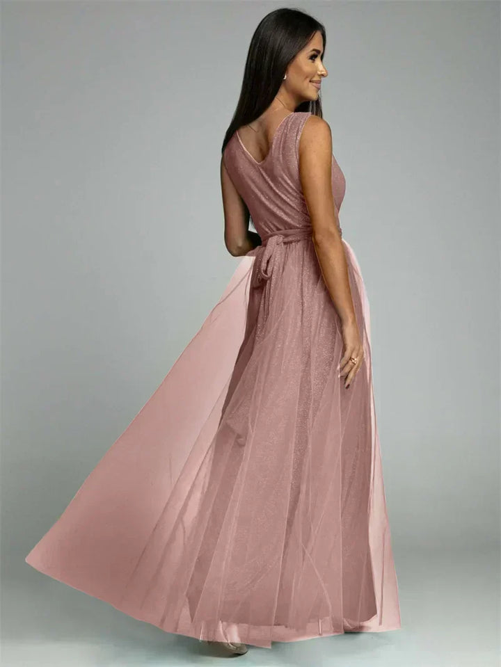 Sleeveless V-Neck Evening Dress - Lindsey