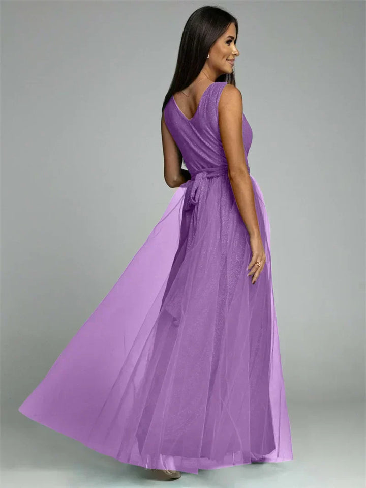 Sleeveless V-Neck Evening Dress - Lindsey