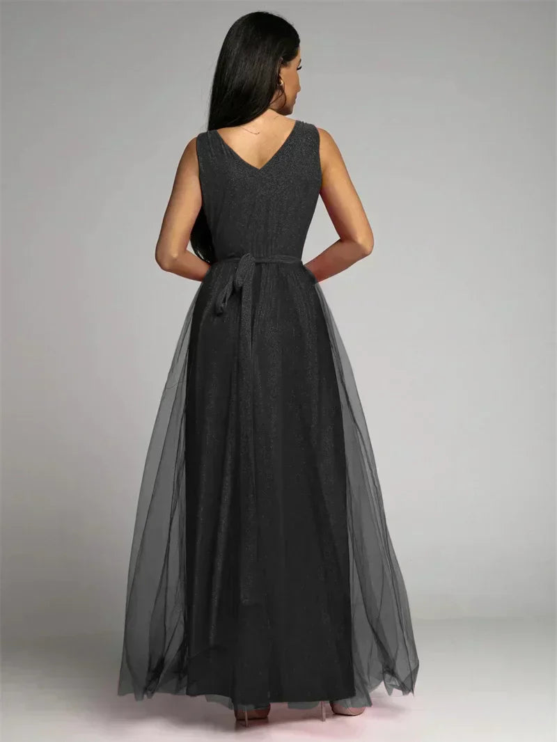 Sleeveless V-Neck Evening Dress - Lindsey