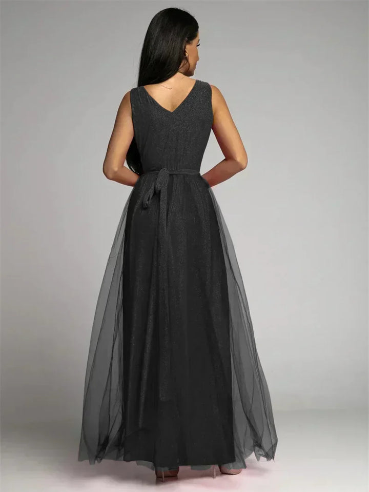 Sleeveless V-Neck Evening Dress - Lindsey