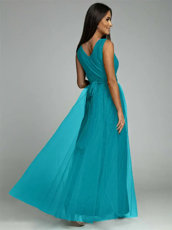 Sleeveless V-Neck Evening Dress - Lindsey