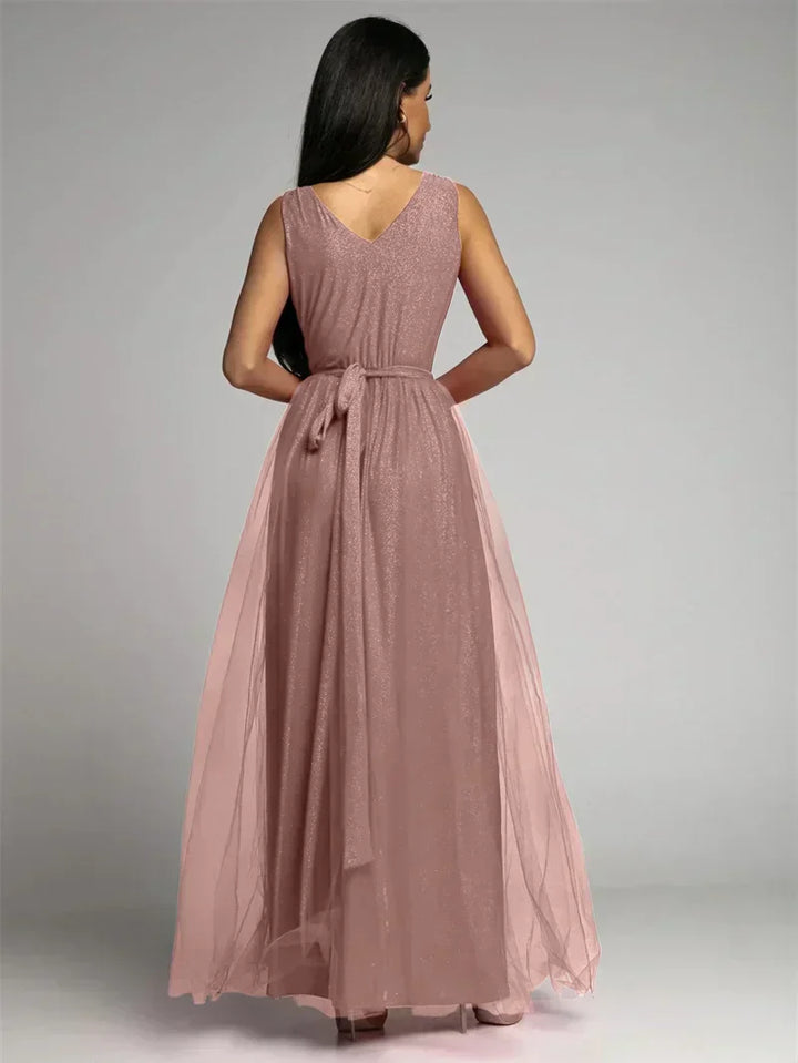 Sleeveless V-Neck Evening Dress - Lindsey