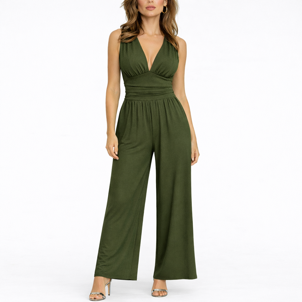 Sleeveless V-Neck Wide-Leg Jumpsuit - Kristy