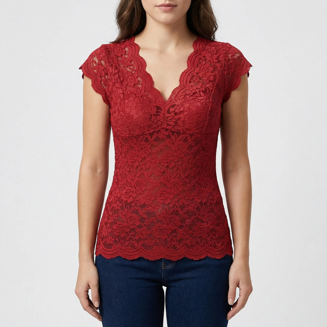 Slim-Fit Sleeveless Lace Top - Crystal