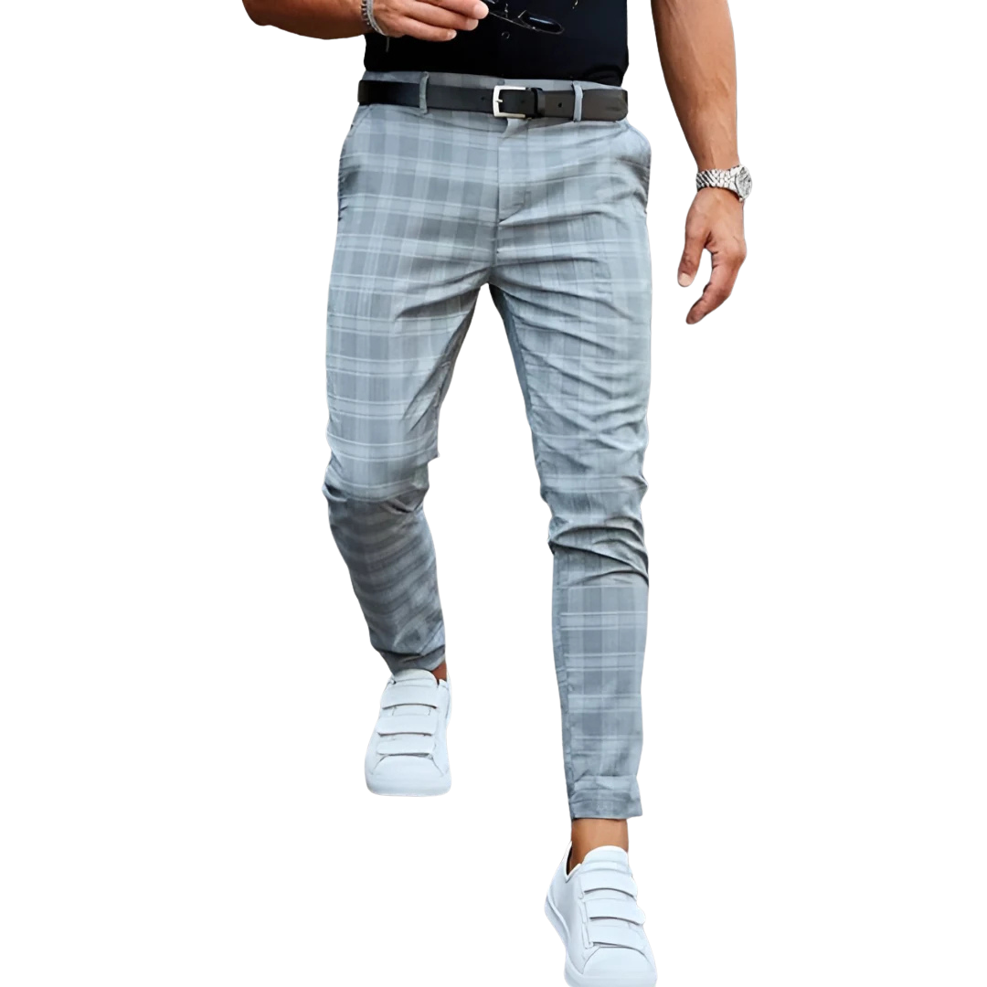 Slim Fit Cropped Check Trousers - Cornelius