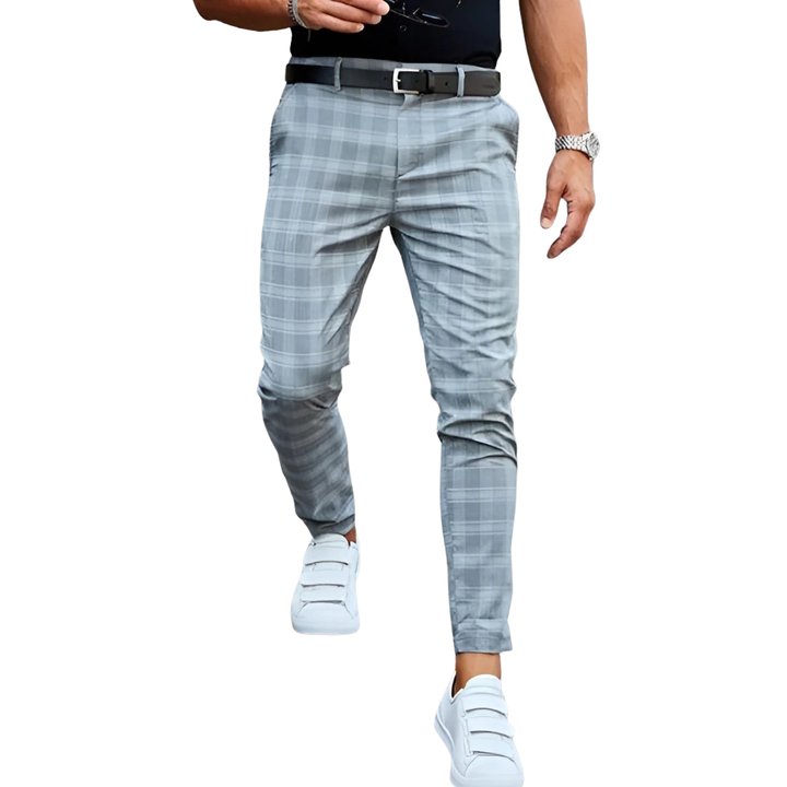 Slim Fit Cropped Check Trousers - Cornelius