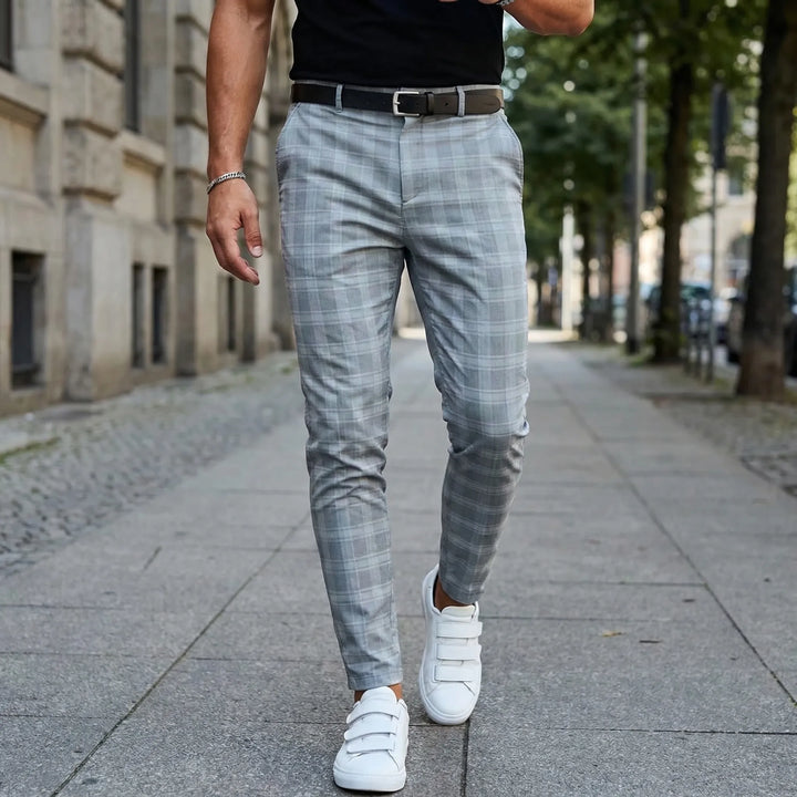 Slim Fit Cropped Check Trousers - Cornelius