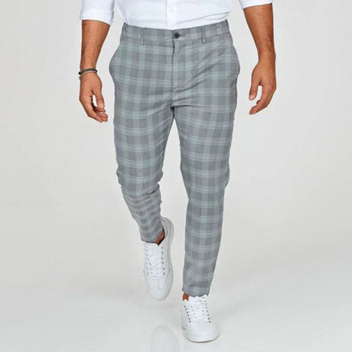 Slim Fit Cropped Check Trousers - Cornelius