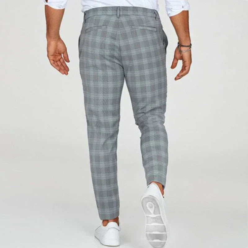 Slim Fit Cropped Check Trousers - Cornelius