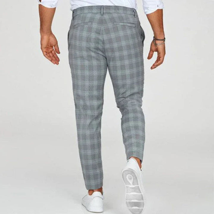 Slim Fit Cropped Check Trousers - Cornelius