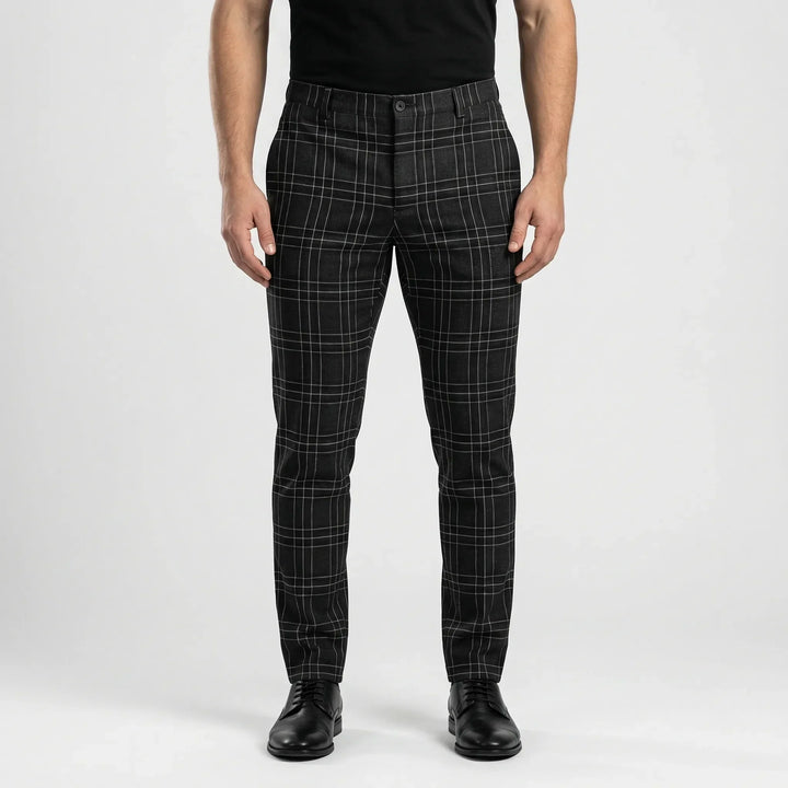 Slim Fit Cropped Check Trousers - Cornelius