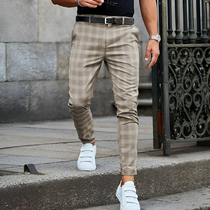 Slim Fit Cropped Check Trousers - Cornelius