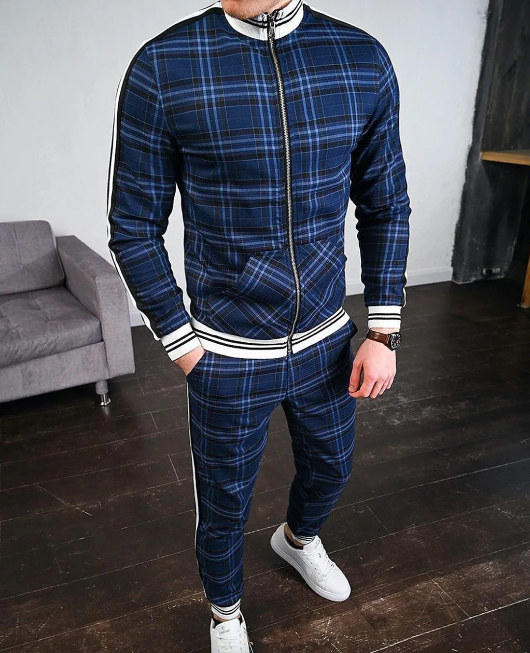 Slim Fit Jogger Set Mit Stehkragen - Riccardo