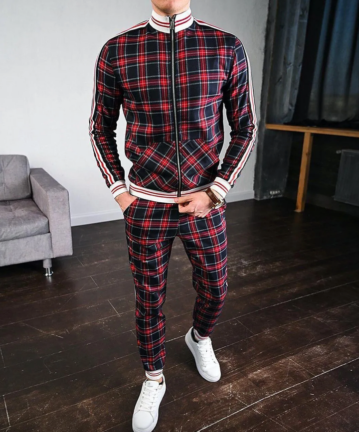 Slim Fit Jogger Set Mit Stehkragen - Riccardo