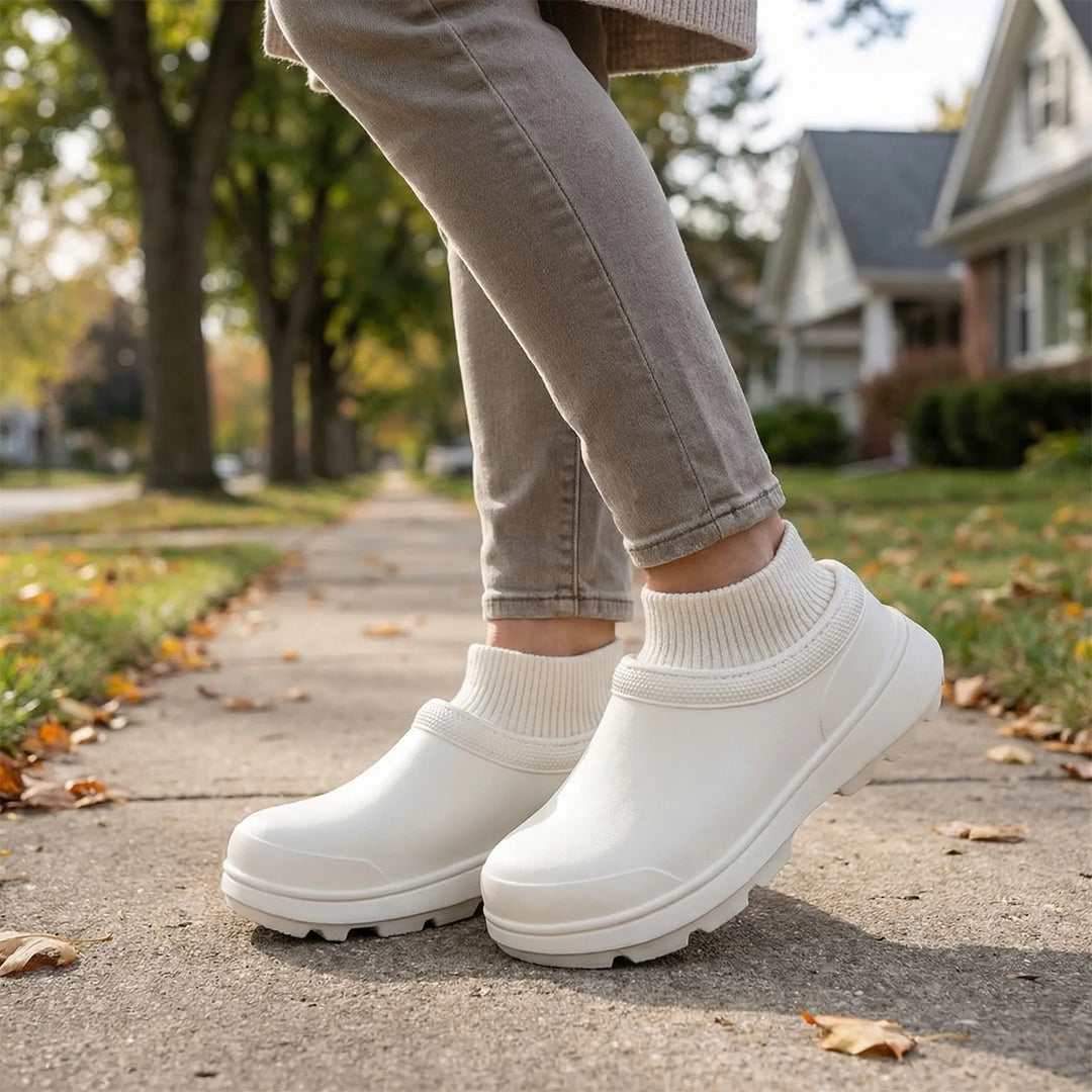 Slip-On Clog With Knitted Ankle Cuff - Madeline