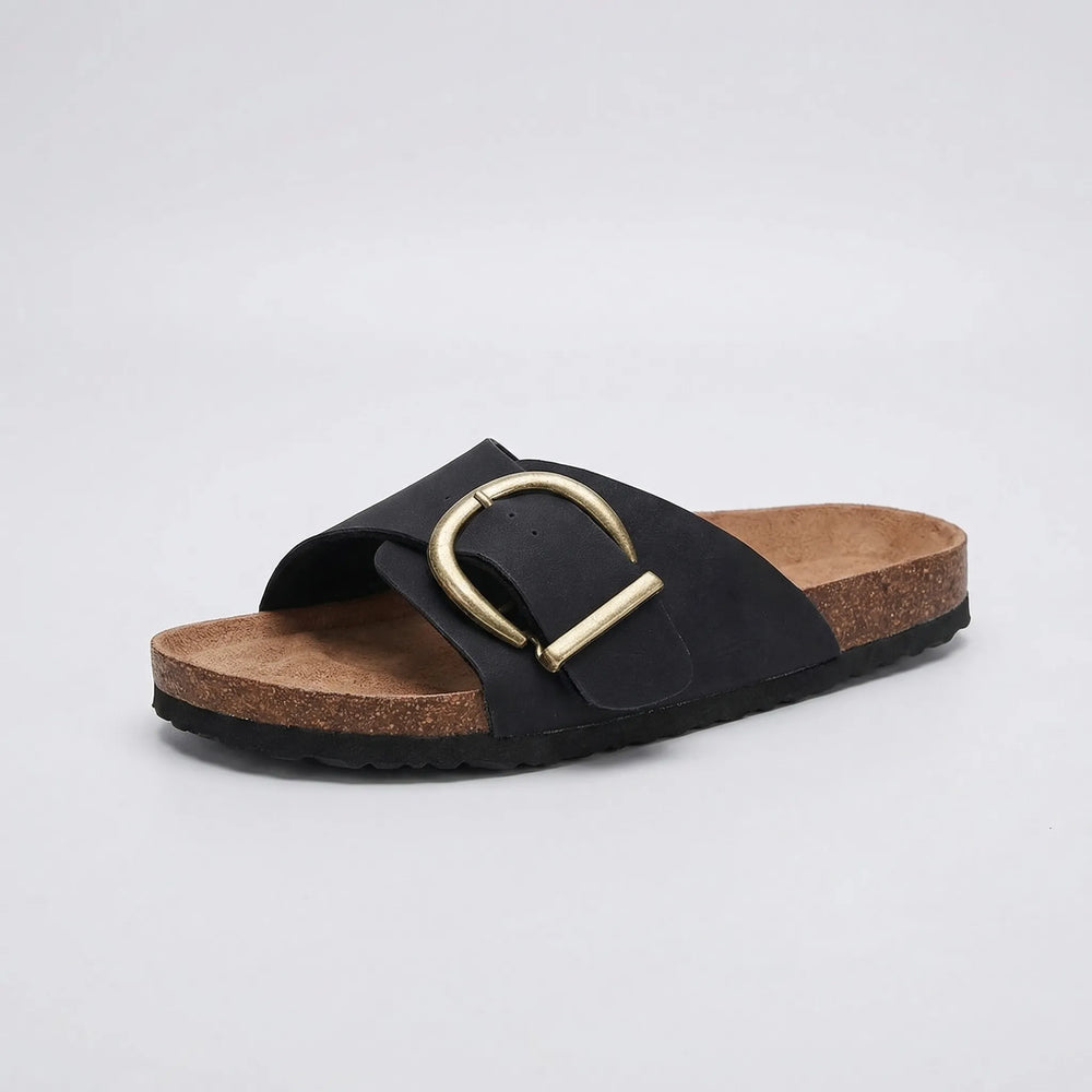 Slip-On Flat Sandal With Buckle Strap - Dianne