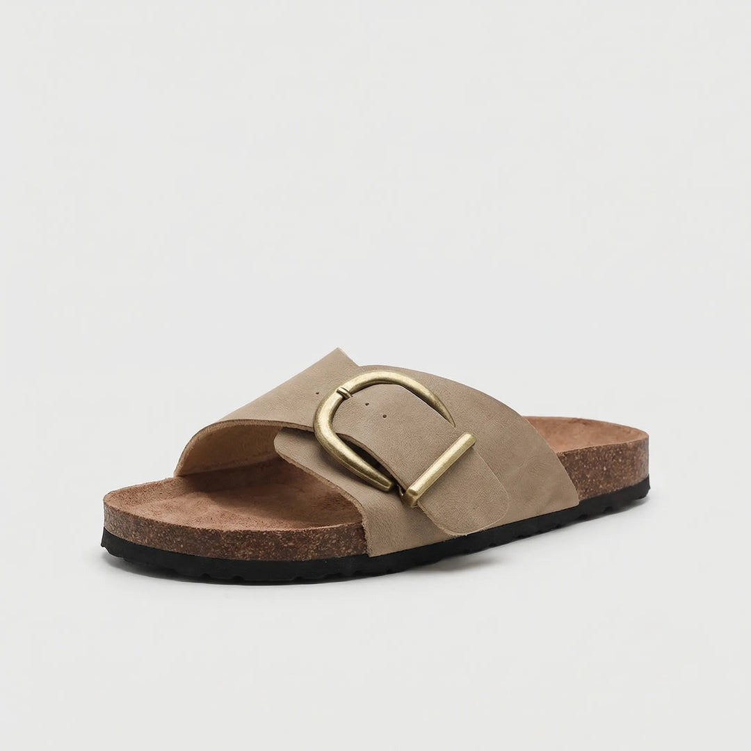 Slip-On Flat Sandal With Buckle Strap - Dianne