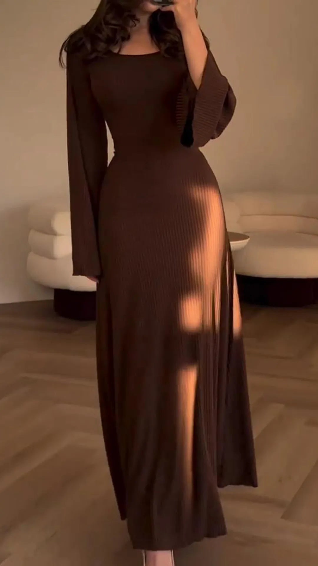 Stylish Bodycon Maxi Dress with Lace-Up - Valencia
