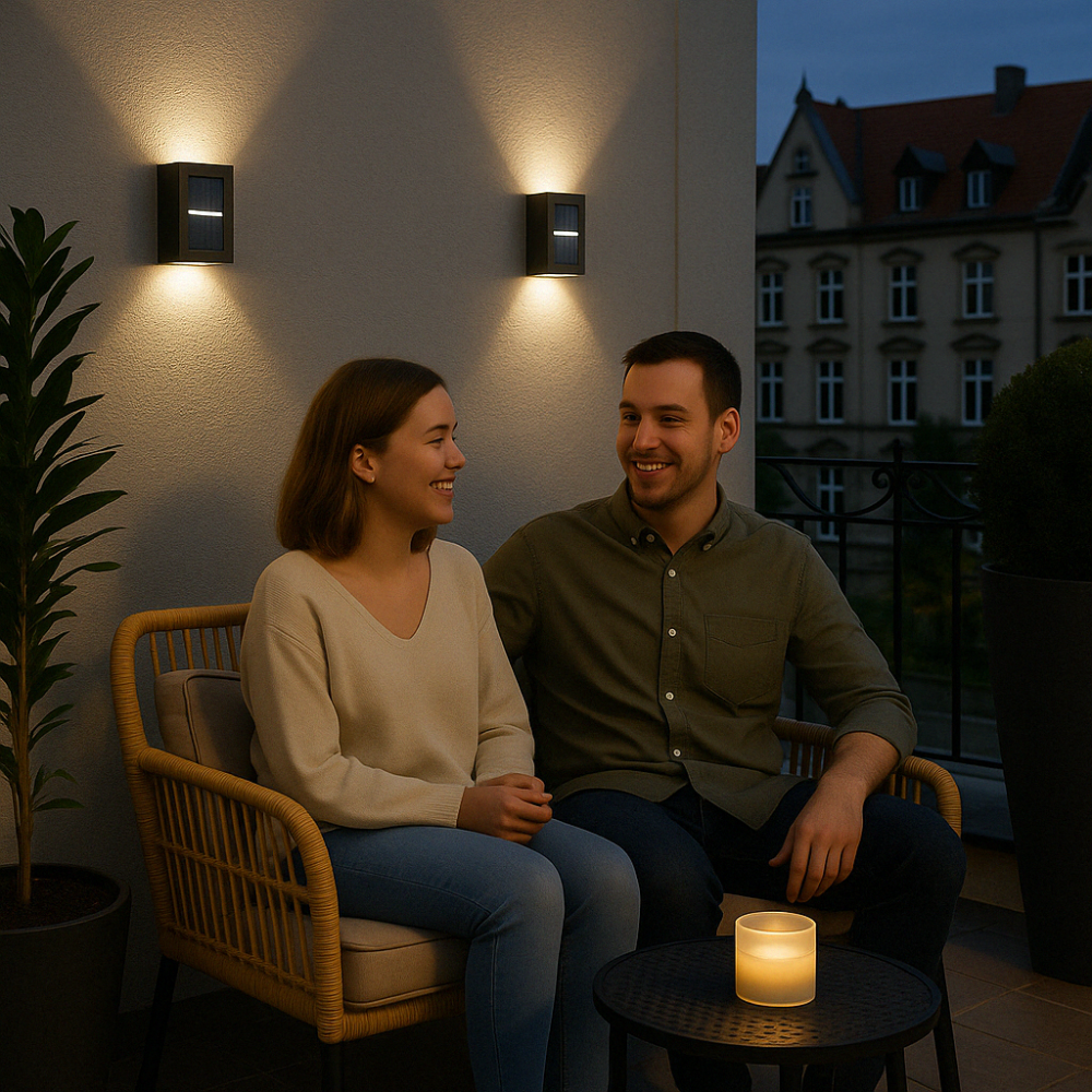 SolarGlow™ Luxury Solar Wall Lamps – Wireless, Stylish & Ready for Warm Evenings