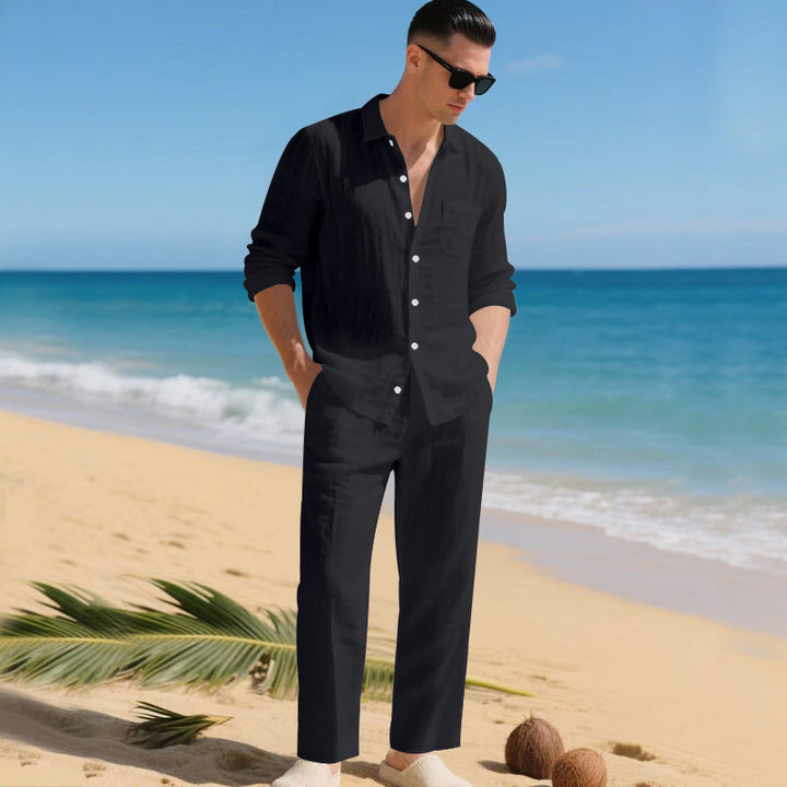 Men's Summer Two-Piece Set | Linen Shirt & Pants 1