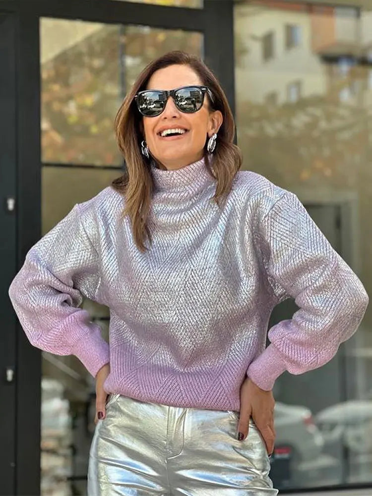 Stylish Knitted Women's Sweater with Gradient Color - Camille
