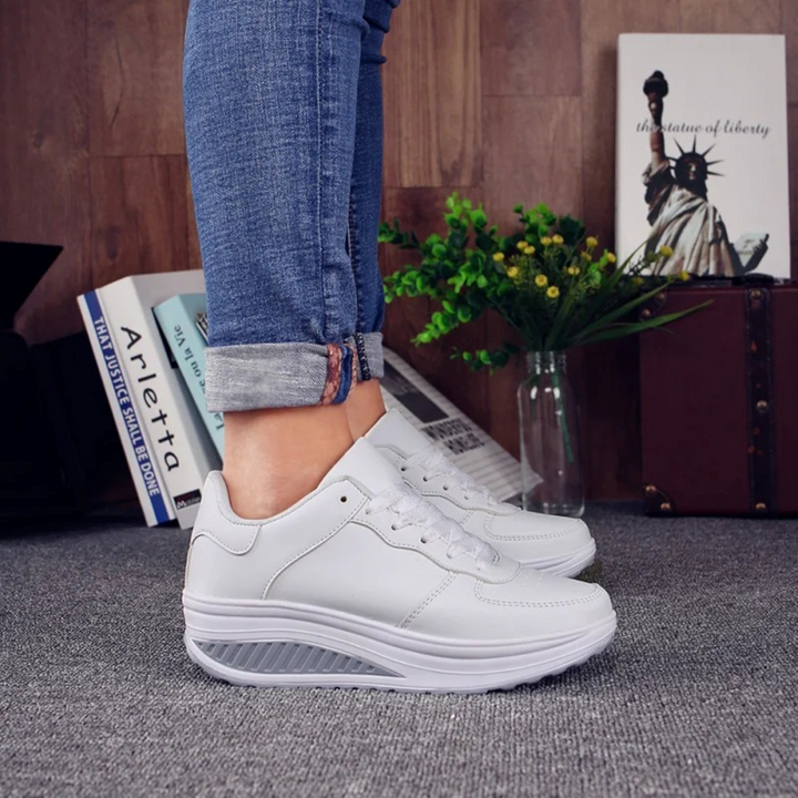 Orthopedic Women's Sneakers in Black Leather - FlexiStep