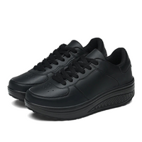 Orthopedic Women's Sneakers in Black Leather - FlexiStep