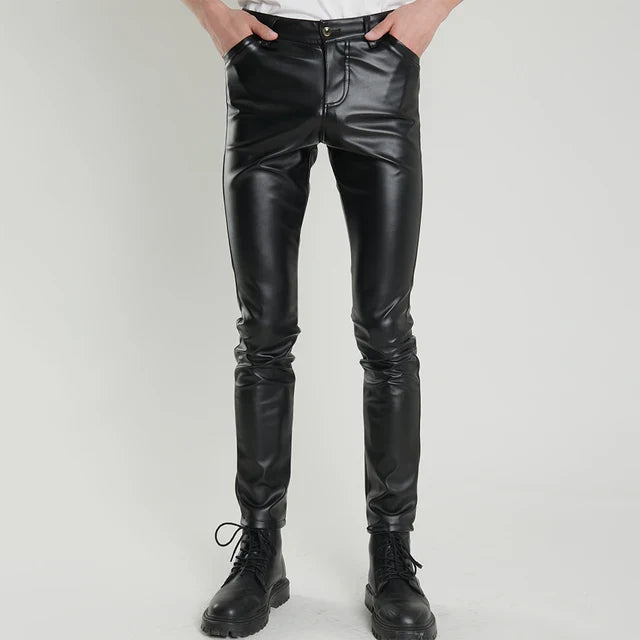 Skinny Fit Stretch Leather Pants for Men - Lars