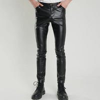Skinny Fit Stretch Leather Pants for Men - Lars
