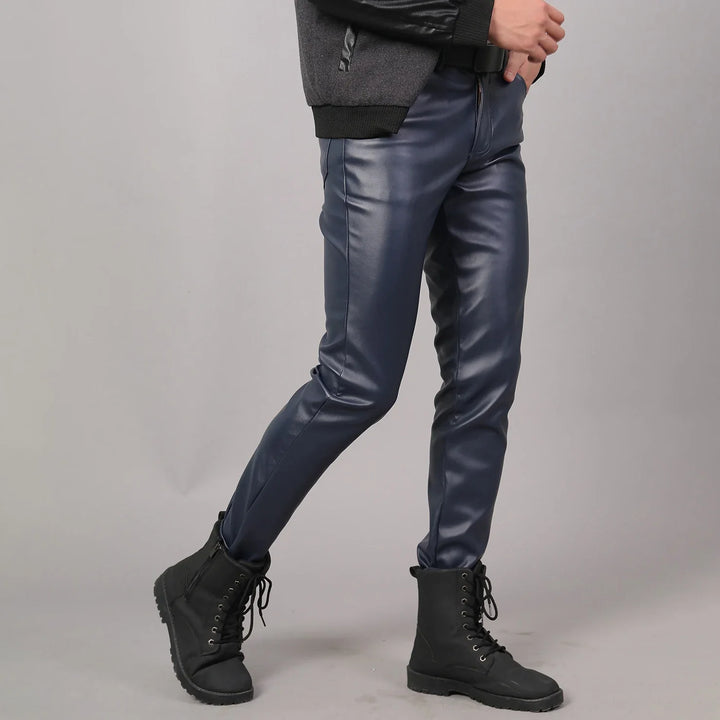 Skinny Fit Stretch Leather Pants for Men - Lars