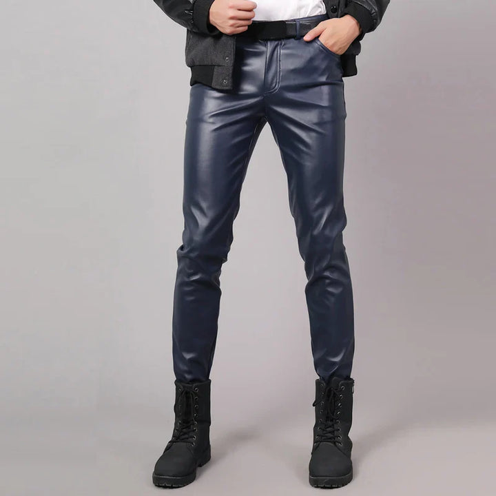 Skinny Fit Stretch Leather Pants for Men - Lars