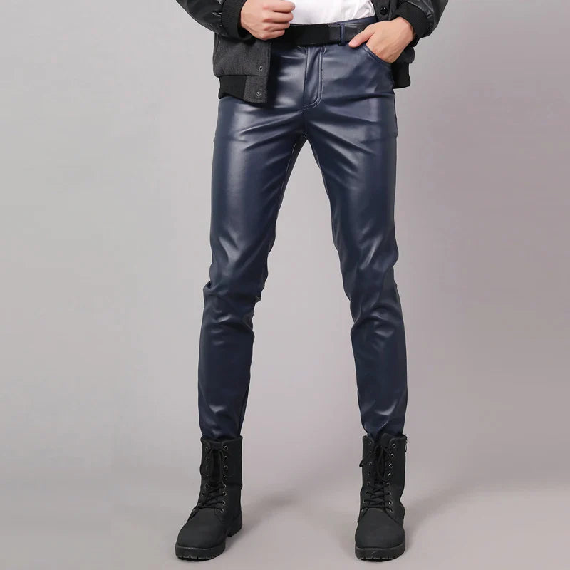 Skinny Fit Stretch Leather Pants for Men - Lars