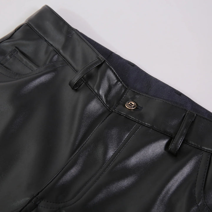 Skinny Fit Stretch Leather Pants for Men - Lars
