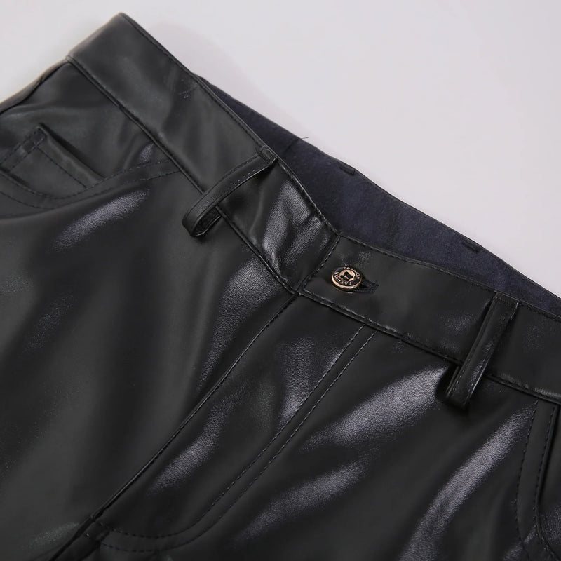Skinny Fit Stretch Leather Pants for Men - Lars