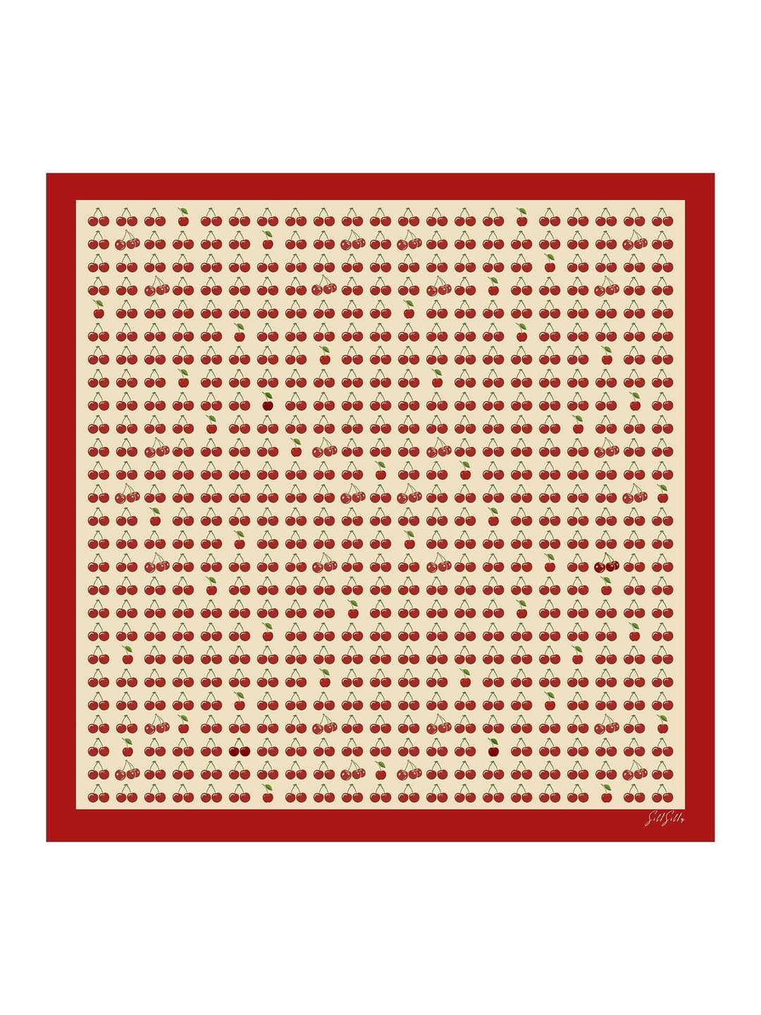 Square Cherry Print Scarf - Cherella