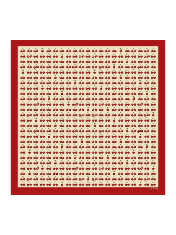 Square Cherry Print Scarf - Cherella