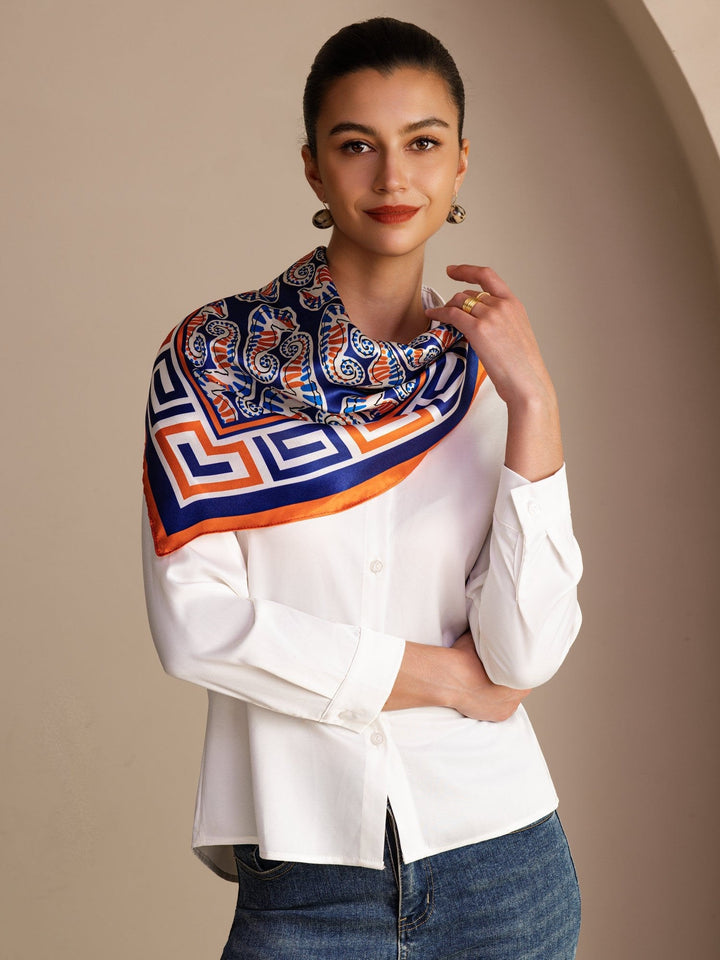 Square Maritime Print Neck Scarf - Maritique
