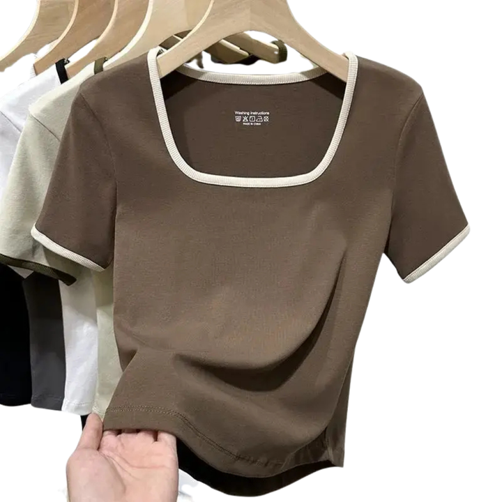 Square Neck Short Sleeve Top - Sarah