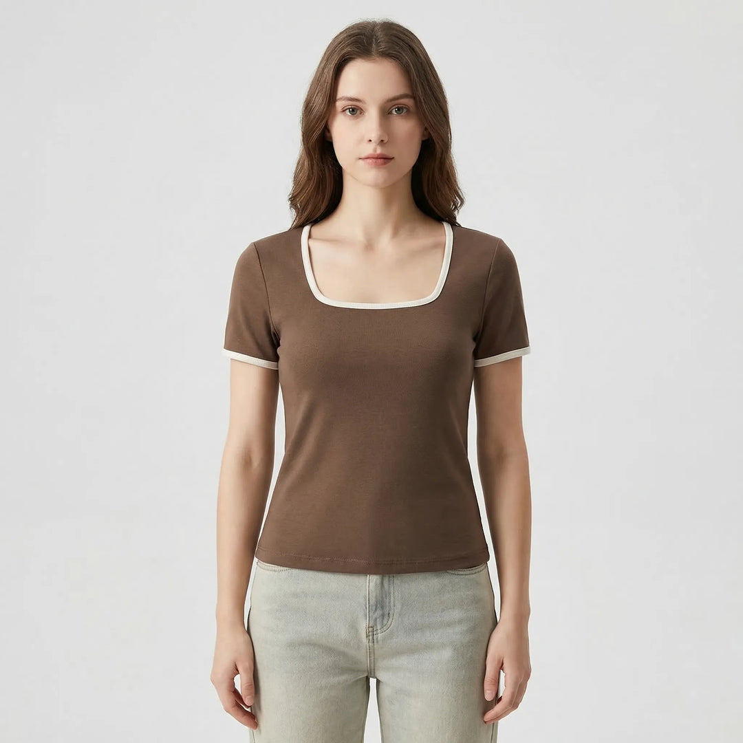 Square Neck Short Sleeve Top - Sarah