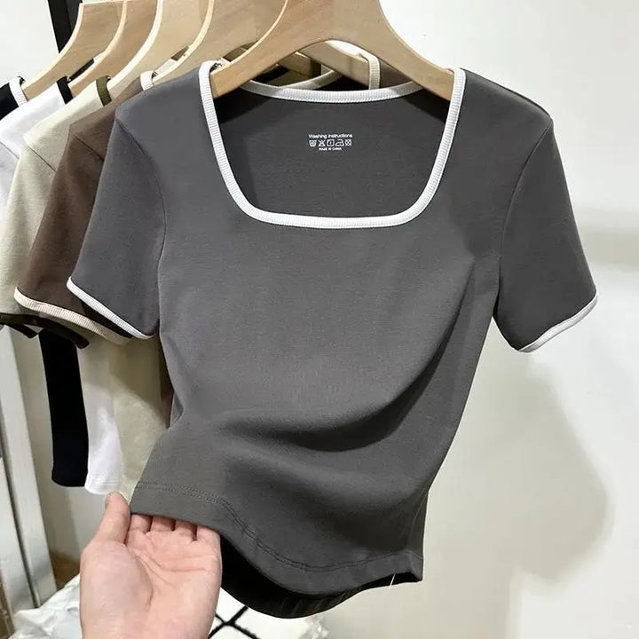 Square Neck Short Sleeve Top - Sarah
