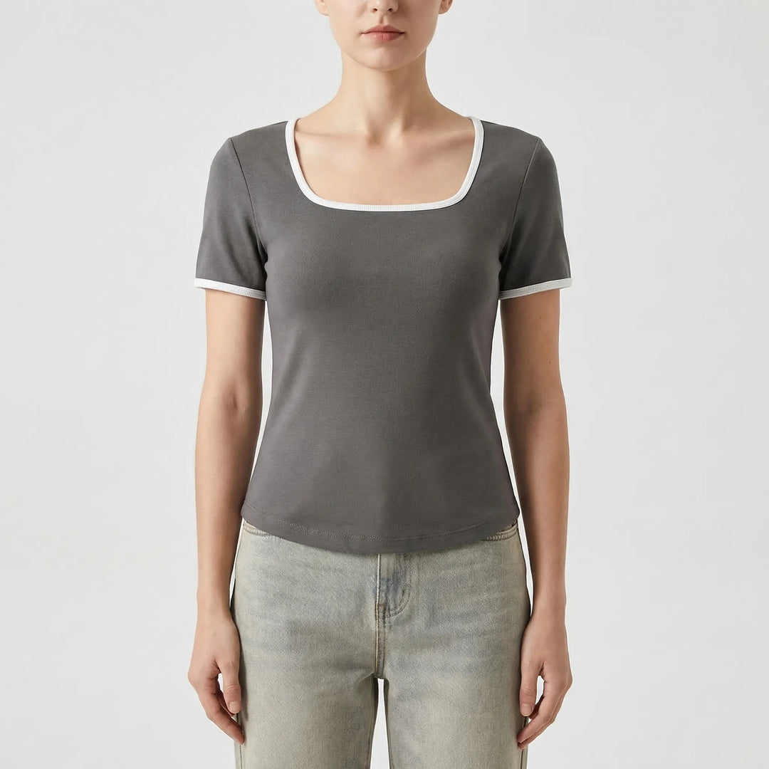 Square Neck Short Sleeve Top - Sarah