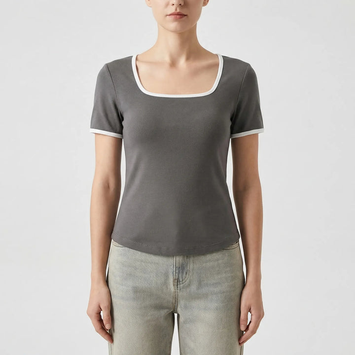 Square Neck Short Sleeve Top - Sarah