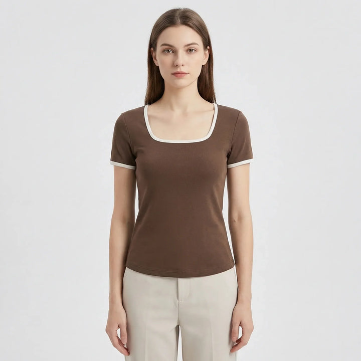 Square Neck Short Sleeve Top - Sarah
