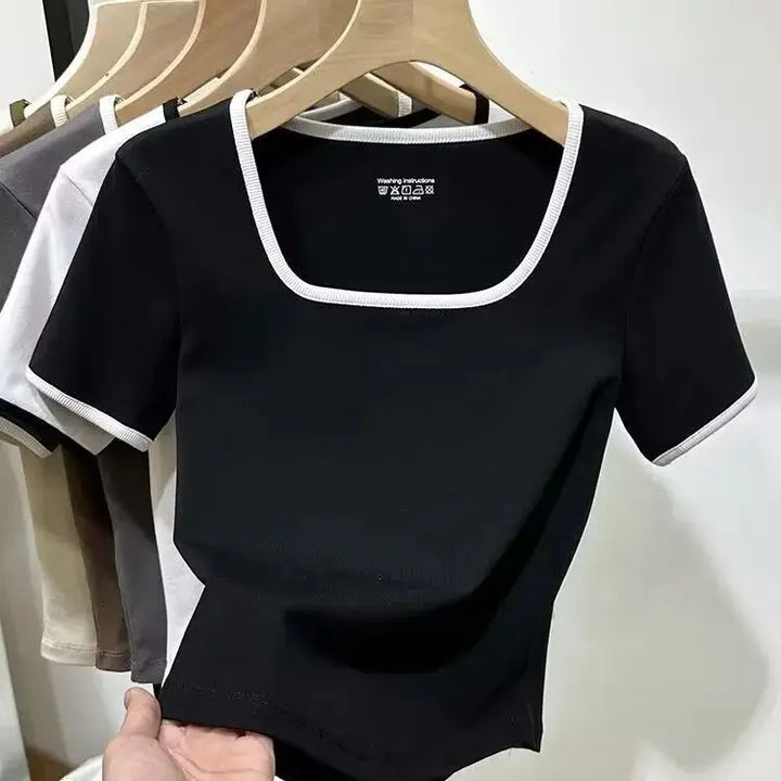 Square Neck Short Sleeve Top - Sarah