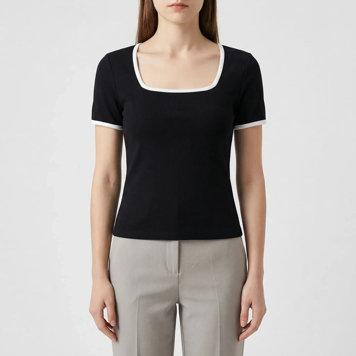 Square Neck Short Sleeve Top - Sarah