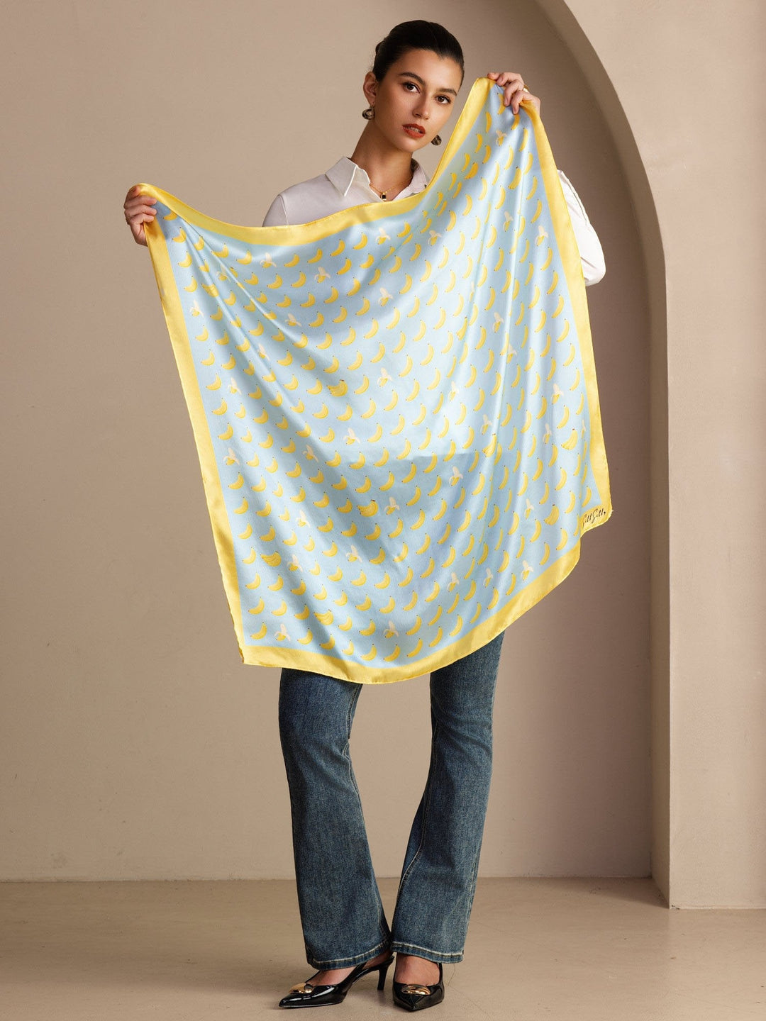 Square Pop Art Printed Scarf - Bananica