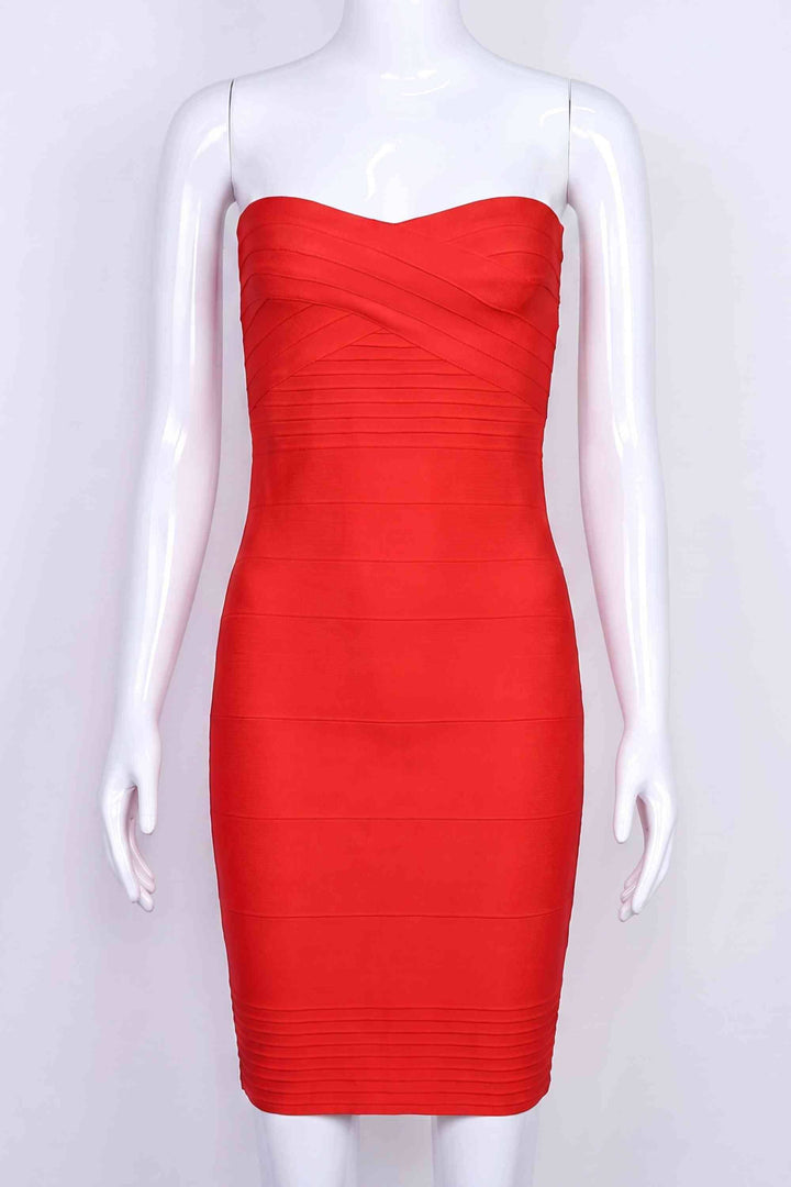 Strapless Sweetheart Red Bandage Dress - Veronica